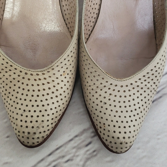 EVAN-PICONE Leather Heel Pumps Taupe Perferated Made in Spain 8N - Picture 7 of 13